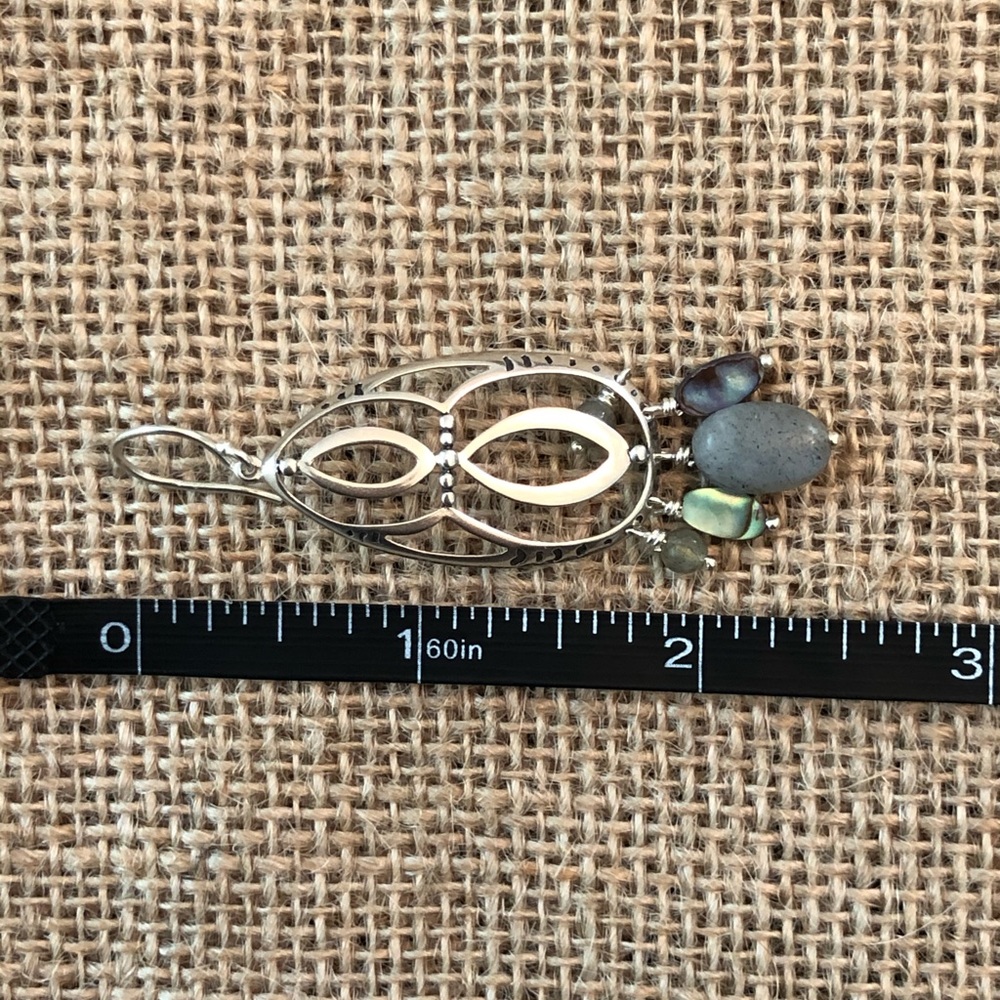 Silpada Silver Infinity Abalone Gemstone Earrings - Picture 4 of 4